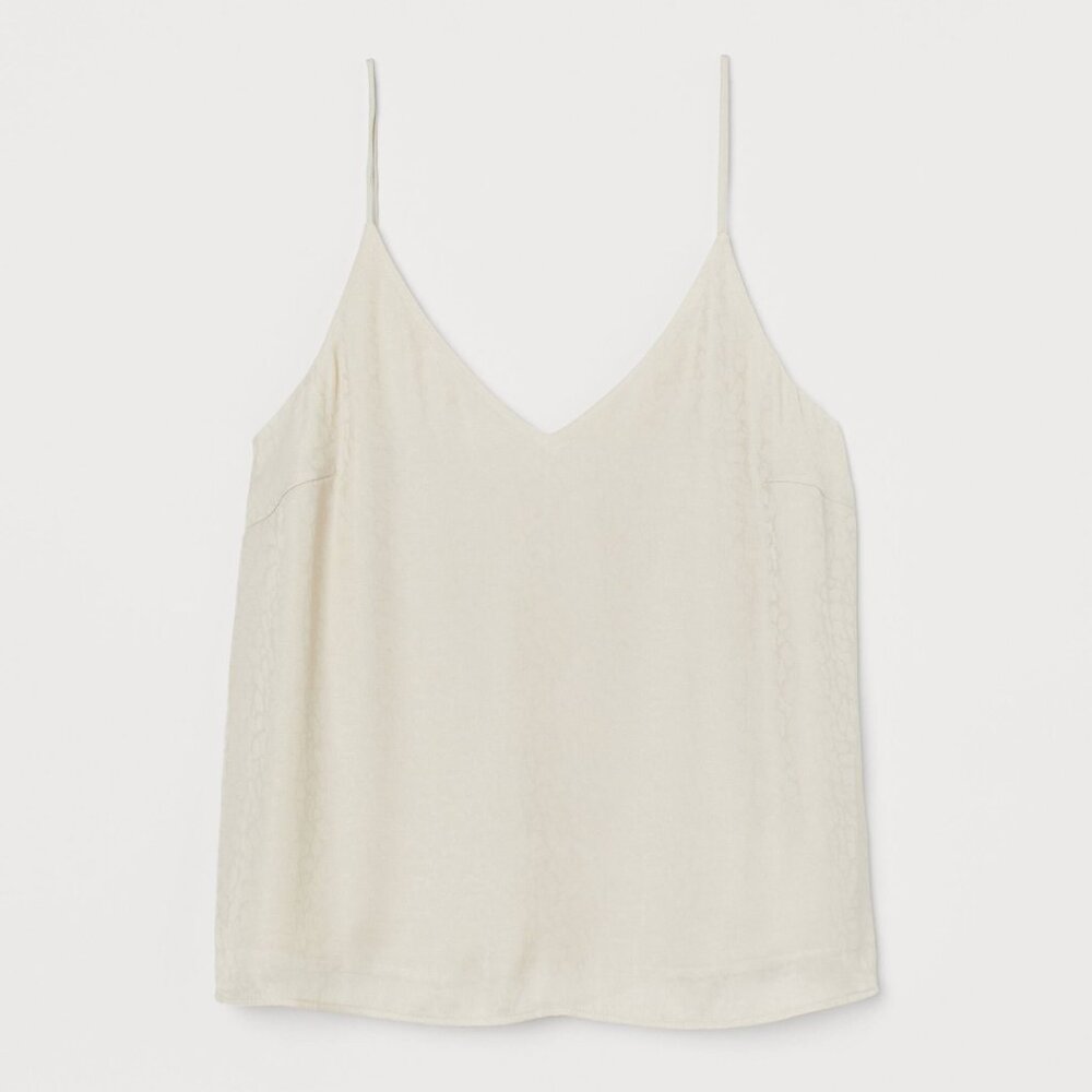 H&M BEIGE LEOPARD PRINT V-NECK SPAGHETTI STRAP SILKY CAMISOLE 16 NWT